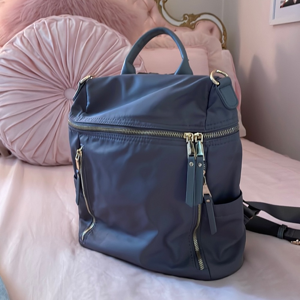 Grey Backpack With Gold Zipper